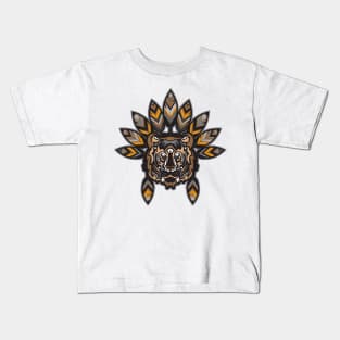 Tiger Head With Indian Feathers Ready Kids T-Shirt